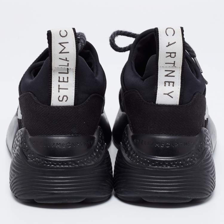 Pre Owned Stella McCartney Black Canvas Eclypse Logo Low Top Sneakers Size 38