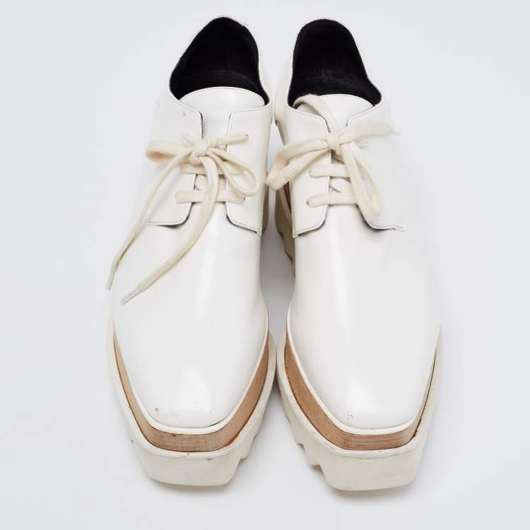 مملوكة مسبقًا Stella McCartney White Faux Leather Elyse Platform Sneakers Size 36