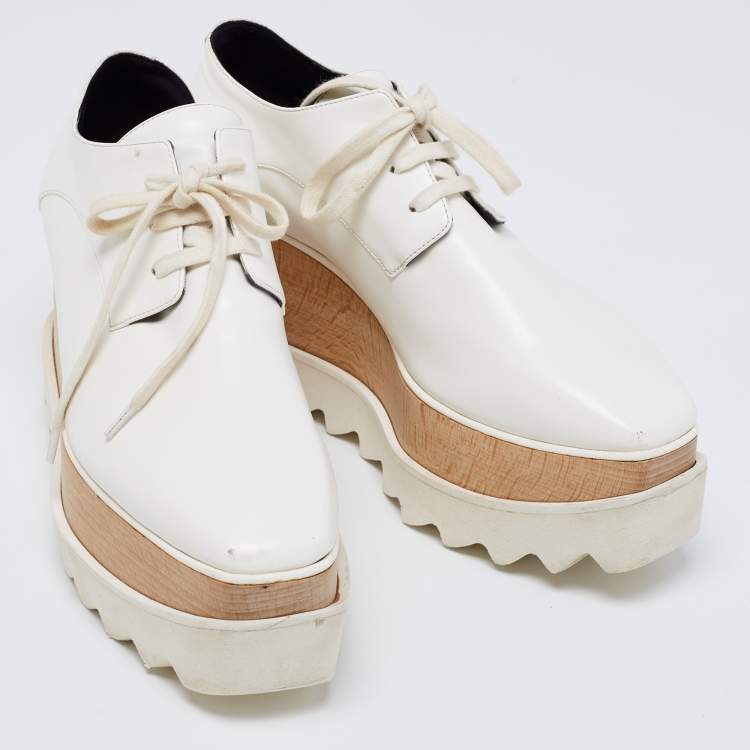 مملوكة مسبقًا Stella McCartney White Faux Leather Elyse Platform Sneakers Size 36