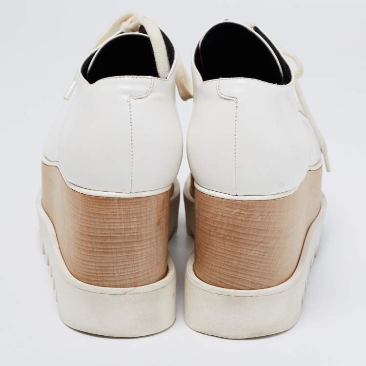 مملوكة مسبقًا Stella McCartney White Faux Leather Elyse Platform Sneakers Size 36