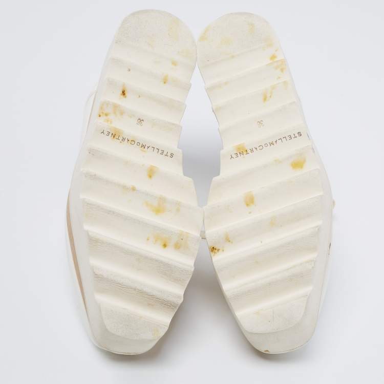 مملوكة مسبقًا Stella McCartney White Faux Leather Elyse Platform Sneakers Size 36