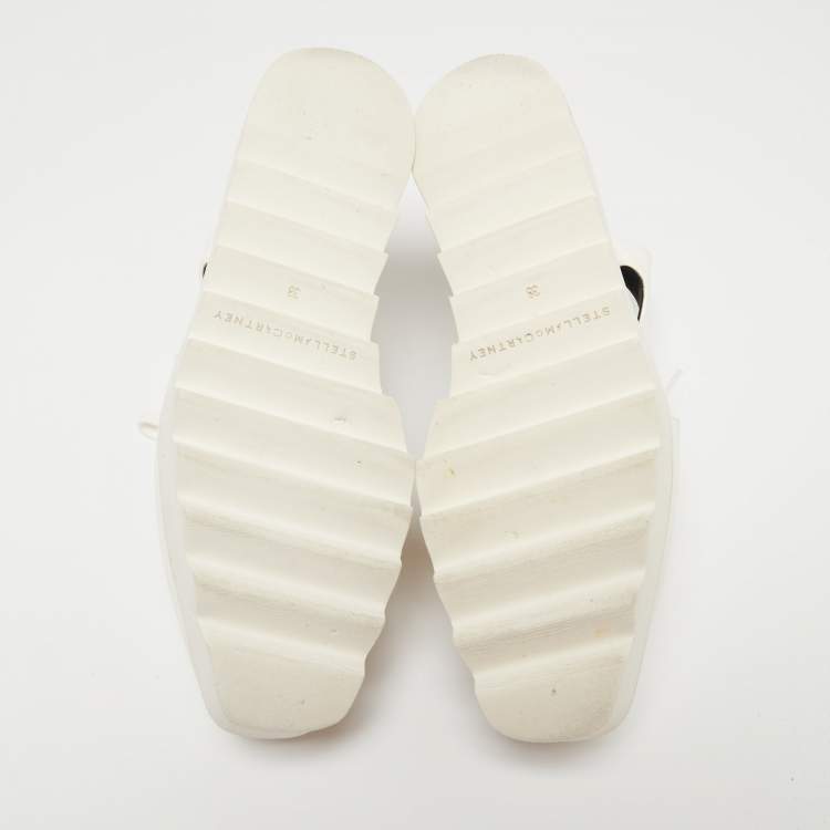Pre Owned Stella McCartney White Faux Leather Elyse Cutout Platform Derby Sneakers Size 38