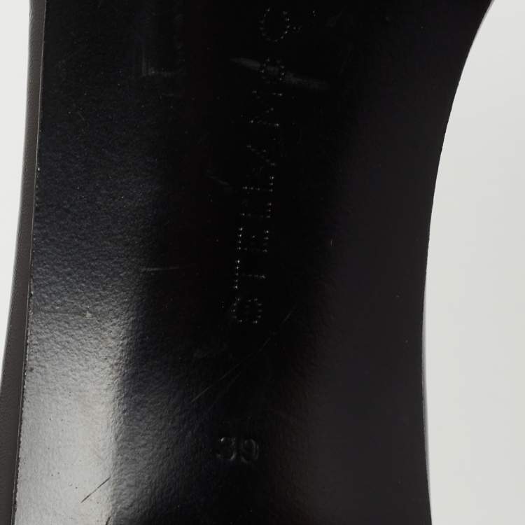 Pre Owned Stella McCartney Black Faux Leather Slide Sandals Size 39