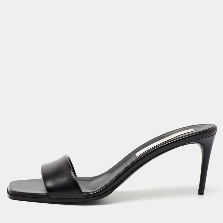 Pre Owned Stella McCartney Black Faux Leather Slide Sandals Size 39