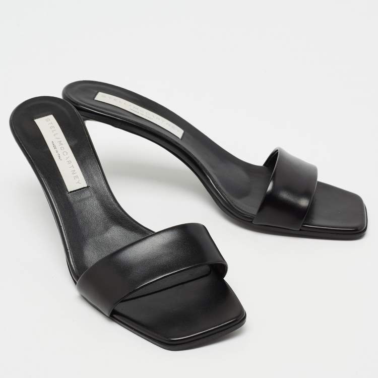 Pre Owned Stella McCartney Black Faux Leather Slide Sandals Size 39