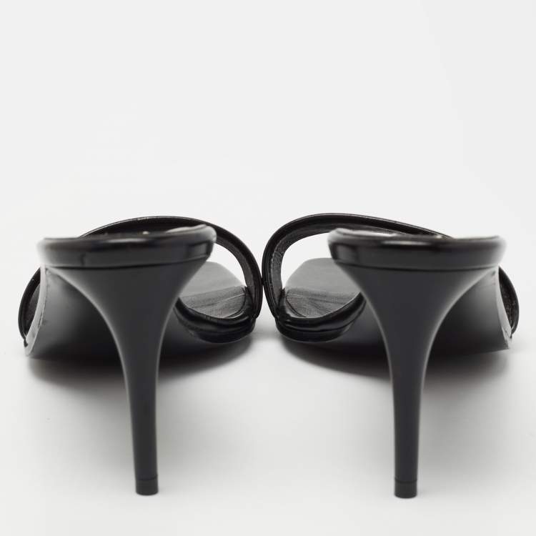 Pre Owned Stella McCartney Black Faux Leather Slide Sandals Size 39