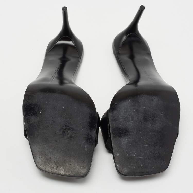 Pre Owned Stella McCartney Black Faux Leather Slide Sandals Size 39