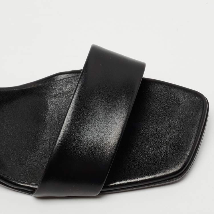 Pre Owned Stella McCartney Black Faux Leather Slide Sandals Size 39