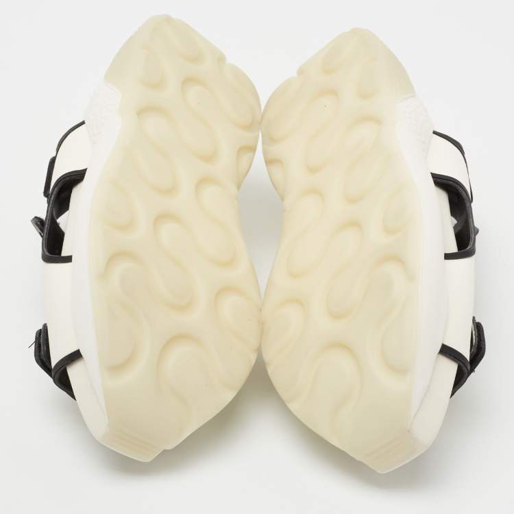 Pre Owned  Stella McCartney White/Black Fabric And Faux Leather Velcro Sandals Size 39