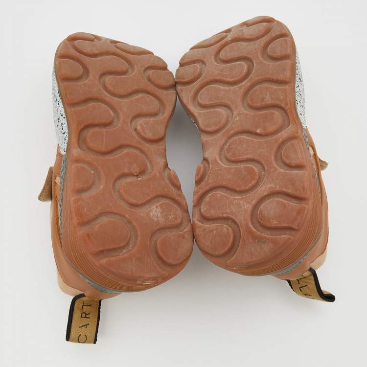 Pre Owned Stella McCartney Beige Faux Suede And Faux Leather Eclypse Velcro Strap Sneakers Size 40