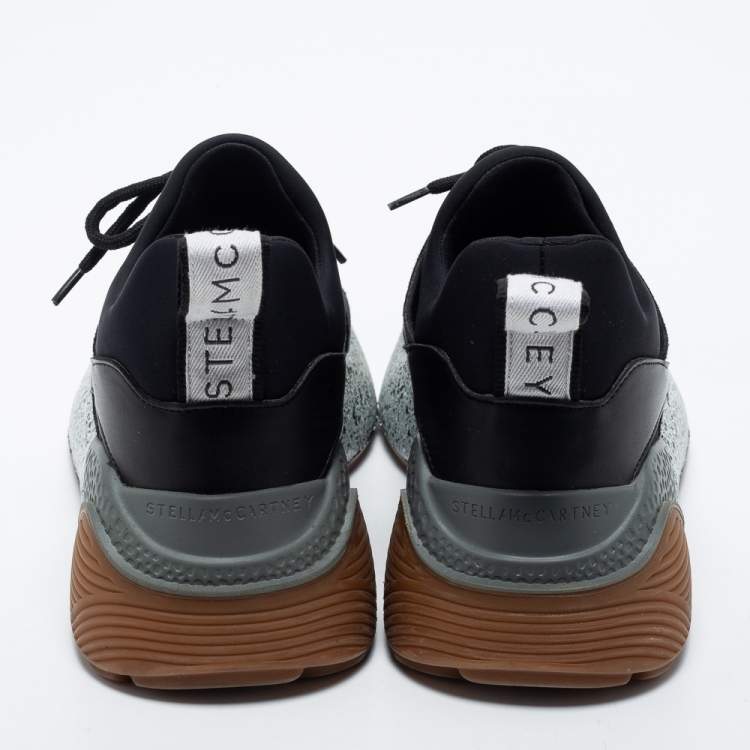 Pre Owned Stella McCartney Black Faux Leather and Suede Eclypse Sneakers Size 39