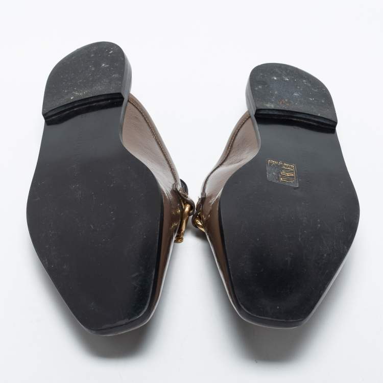Pre Owned Stella McCartney Brown Faux Leather Mules Size 38 