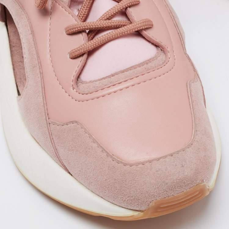 Pre Owned Stella McCartney Pink Faux Leather and Suede Eclypse Low Top Sneakers Size 40