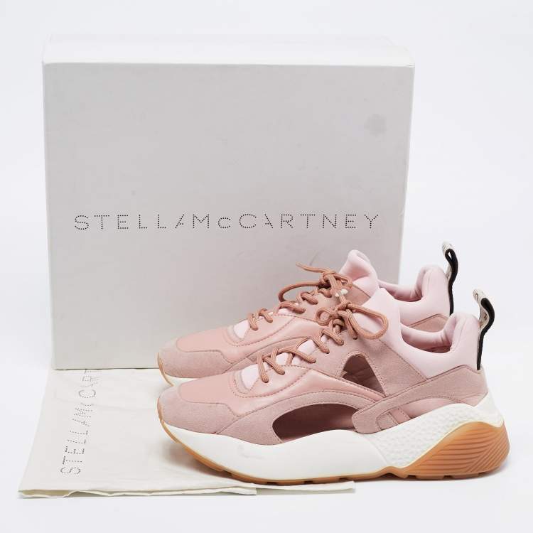 Pre Owned Stella McCartney Pink Faux Leather and Suede Eclypse Low Top Sneakers Size 40