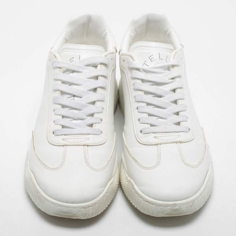 Pre Owned Stella McCartney White Faux Leather Loop Sneakers Size 41