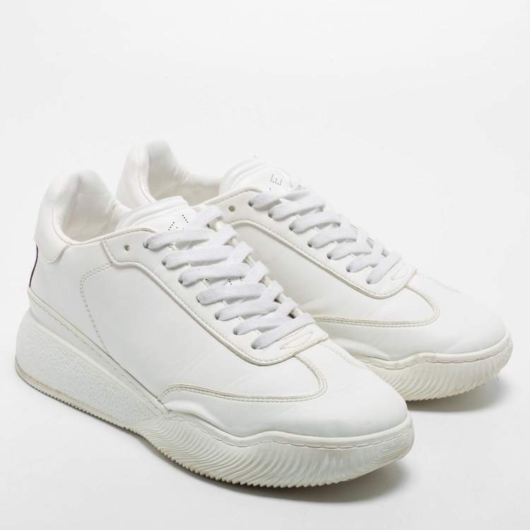 Pre Owned Stella McCartney White Faux Leather Loop Sneakers Size 41