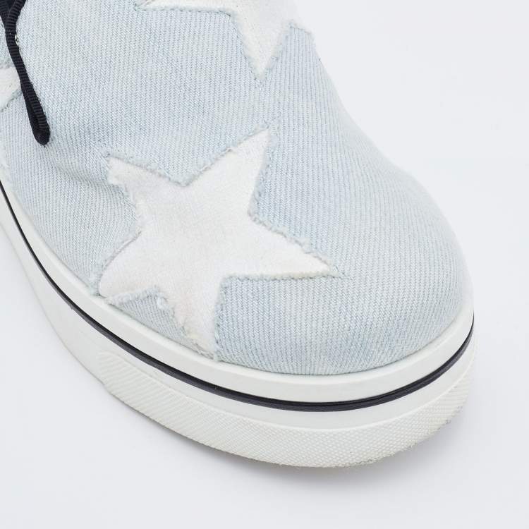 Pre Owned Stella McCartney Light Blue Denim Binx Star Platform Sneakers Size 36