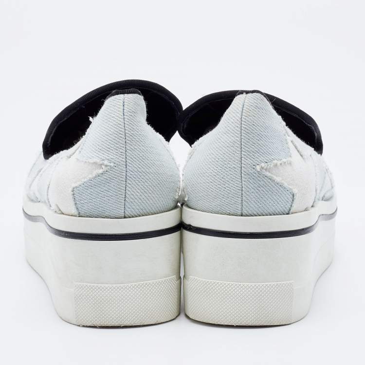 Pre Owned Stella McCartney Light Blue Denim Binx Star Platform Sneakers Size 36