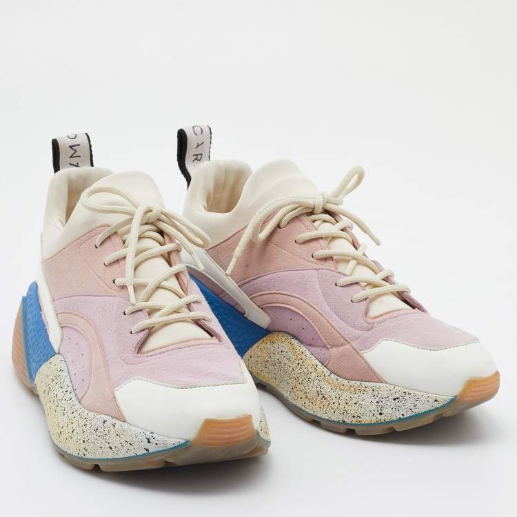 Pre Owned Stella McCartney Multicolor Faux Suede and faux Leather Eclypse Sneakers Size 40