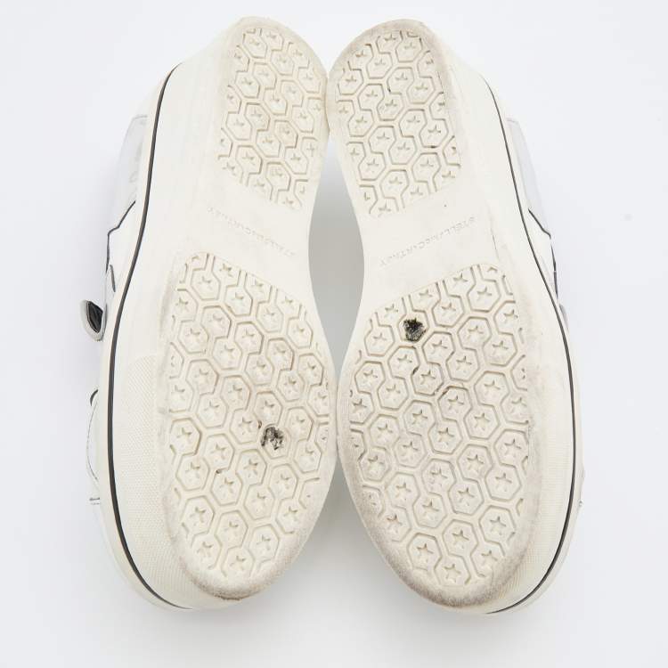 Pre Owned Stella McCartney Silver Faux Leather Binx Star Sneakers Size 36