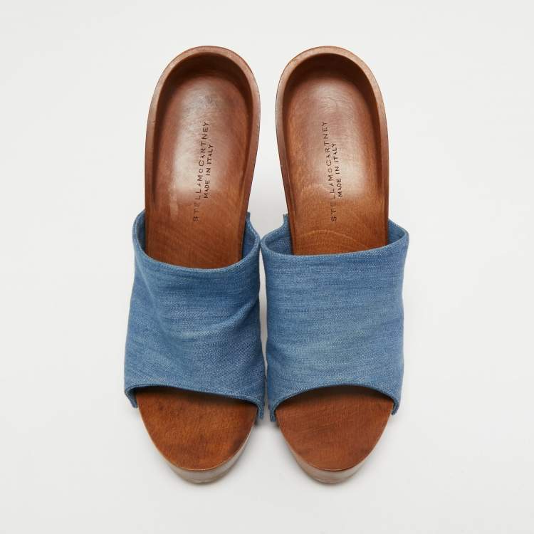 Pre Owned Stella McCartney Blue Denim Platform Clogs Size 40