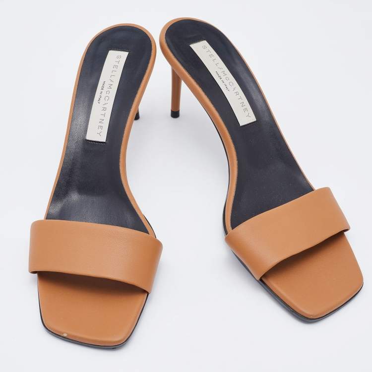 Pre Owned Stella McCartney Brown Leather Slide Sandals Size 38