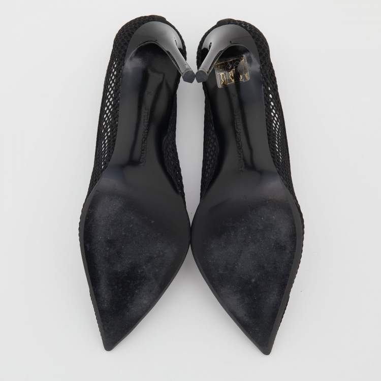 Pre Owned Stella McCartney Black Knit Mesh Pointed Toe Pumps Size 36