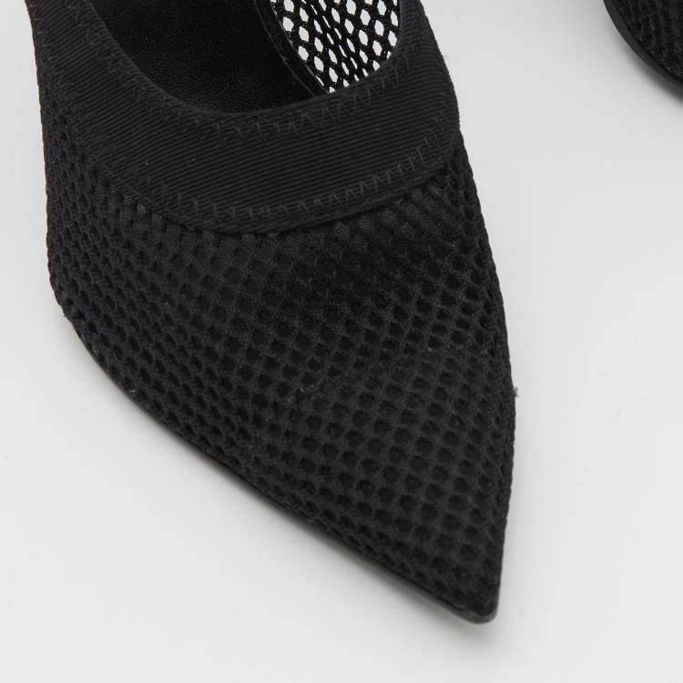 Pre Owned Stella McCartney Black Knit Mesh Pointed Toe Pumps Size 36