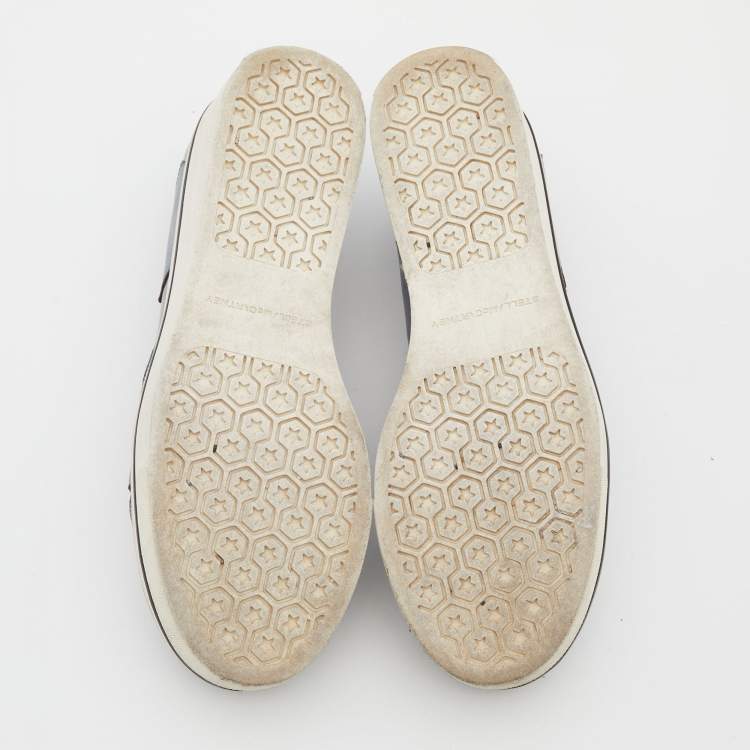 Pre Owned Stella McCartney Blue Two Tone Faux Leather Binx Star Slip On Sneakers Size 37
