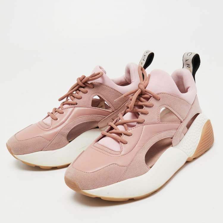 Stella McCartney Pink Faux Leather and Faux Suede Cut Out Eclypse Sneakers Size 38 Stella | TLC