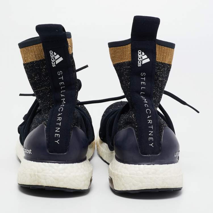 Pre Owned Stella McCartney x Adidas Navy Blu Knit Fabric Y-3 Ultra Boost X Sneakers Size 38