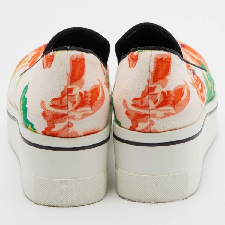 Pre Owned Stella McCartney Multicolor Printed Canvas Platform Slip On Sneakers Size 39