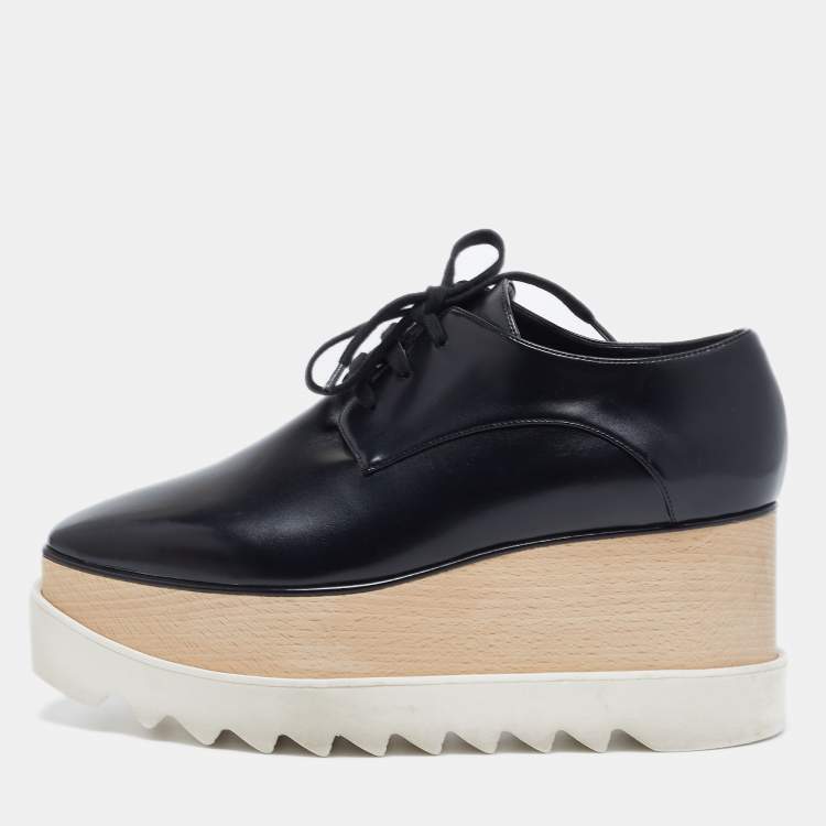 Pre Owned Stella McCartney Black Faux Leather Elyse Sneakers Size 39