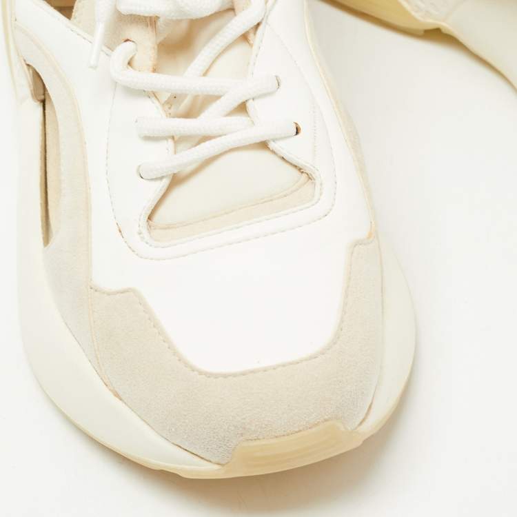 Pre Owned Stella McCartney White/Beige Faux Leather And Faux Suede Eclypse Low Top Sneakers Size 36