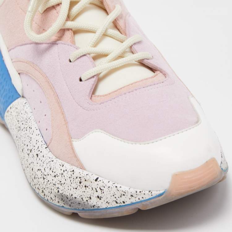 Pre Owned Stella McCartney Multicolor Faux Leather and Faux Suede Eclypse Sneakers Size 38