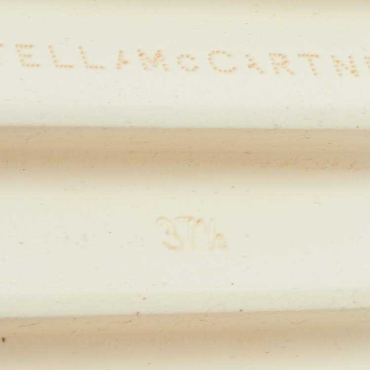 Pre Owned Stella McCartney White Faux Leather Ankle Strap Wedge Sandals Size 37.5