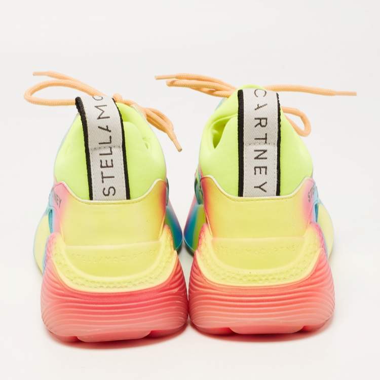 Pre Owned Stella McCartney Multicolor Faux Leather Eclypse Rainbow Sneakers Size 38