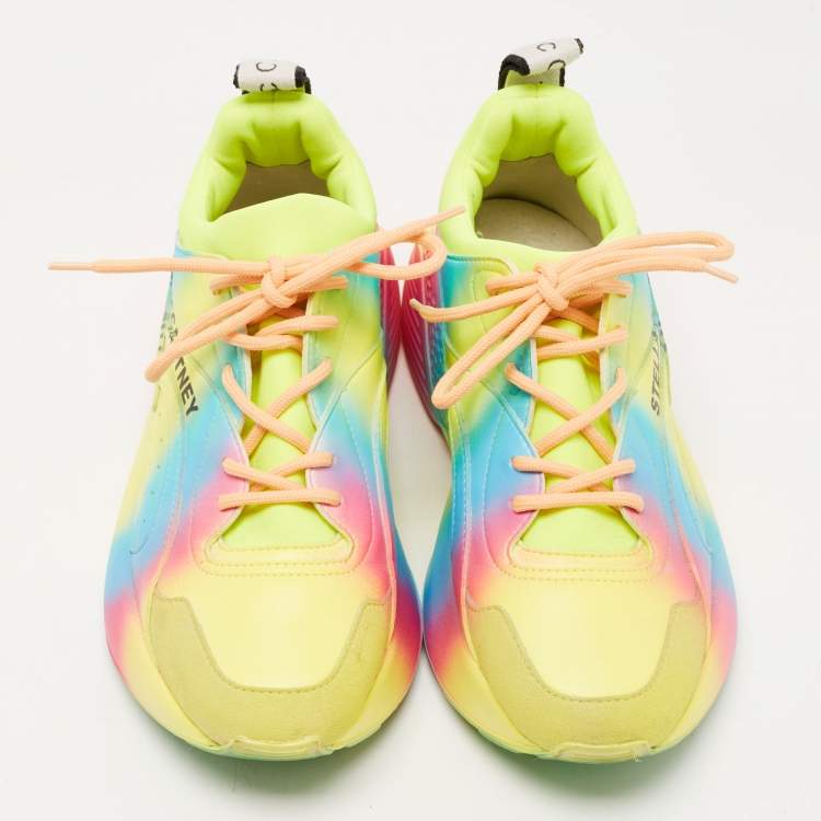 Pre Owned Stella McCartney Multicolor Faux Leather Eclypse Rainbow Sneakers Size 38