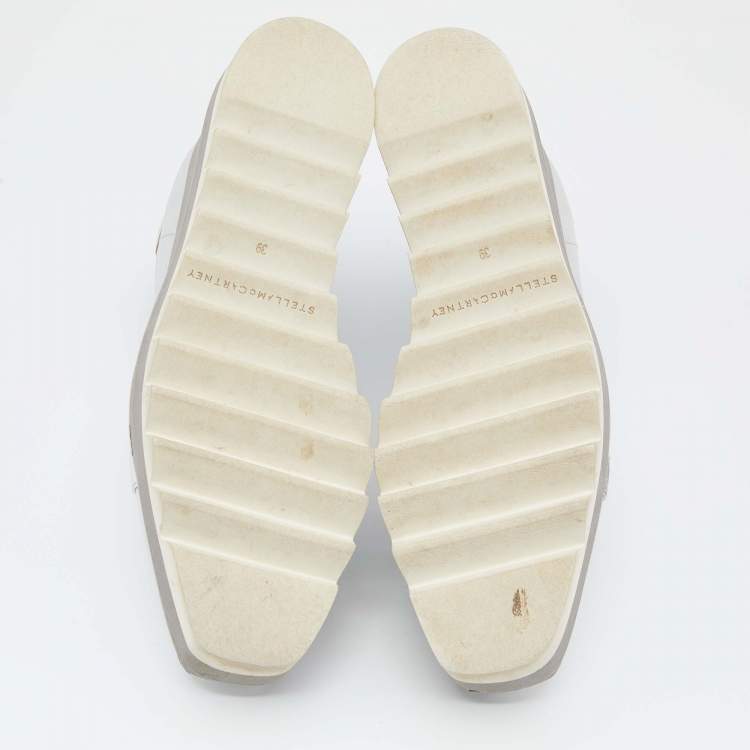 مملوكة مسبقًا Stella McCartney Metallic Silver Faux Leather and Faux Suede Elyse Sneakers Size 39