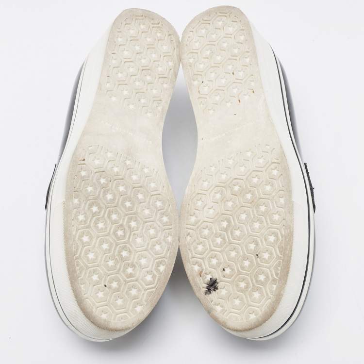 Pre Owned Stella McCartney Black Faux Leather Chain Link Platform Slip On Sneakers Size 39