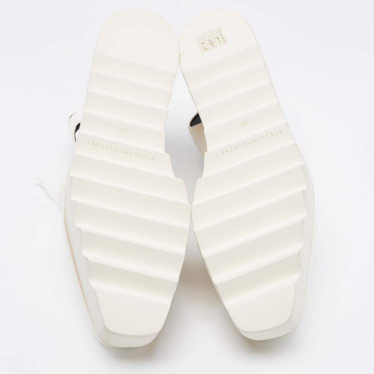 Pre Owned Stella McCartney White Faux Leather Elyse Cut Out Platform Derby Sneakers Size 38.5