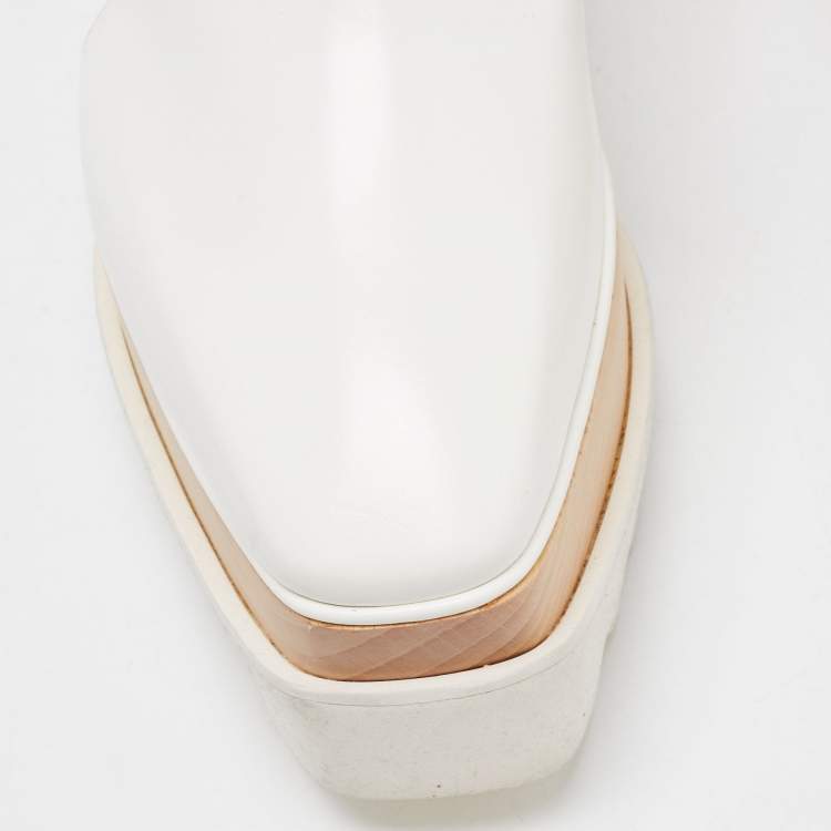 Pre Owned Stella McCartney White Faux Leather Elyse Cut Out Platform Derby Sneakers Size 38.5
