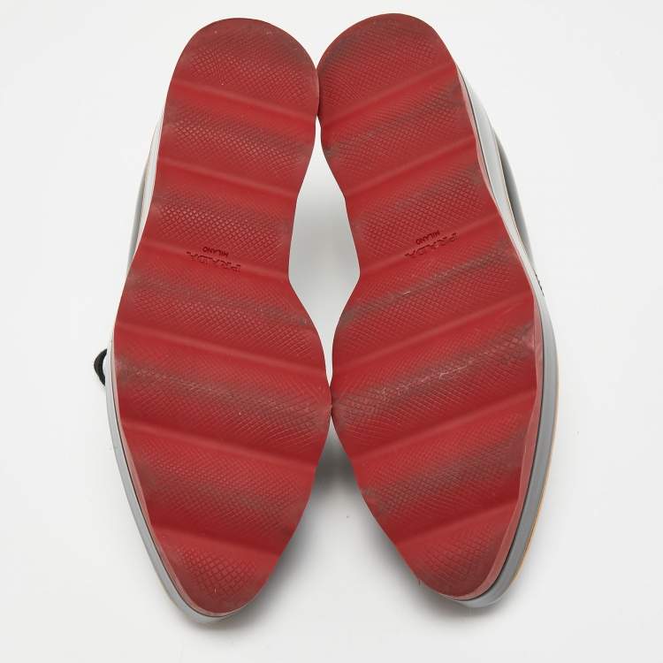 Pre Owned Prada Black Brogue Leather Platform Derby Sneaker Size 38.5