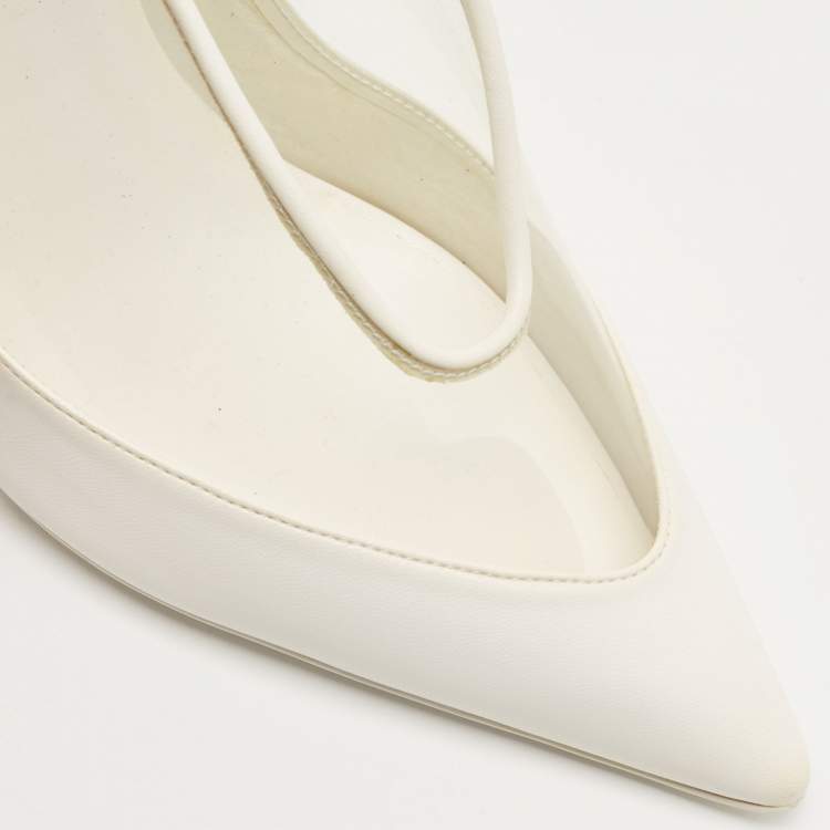 Pre Owned Stella McCartney White Faux Leather And PVC Pointed Toe Pumps Size 38