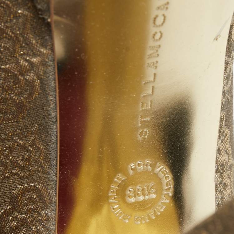 Pre Owned Stella McCartney Metallic Brocade Fabric Platform Pumps Size 38.5