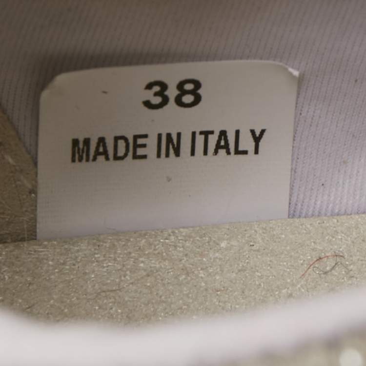 Pre Owned Stella McCartney White/Silver Faux Leather Eclypse Sneakers Size 38