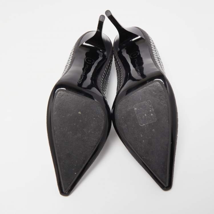 Pre Owned Stella McCartney Grey Studded Faux Suede Pointed Toe Pumps Size 38