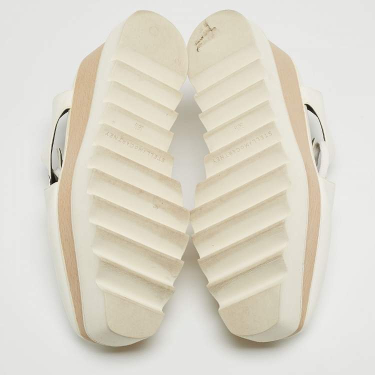 Pre Owned Stella McCartney White Faux Leather Elyse Cut Out Sneakers Size 36.5