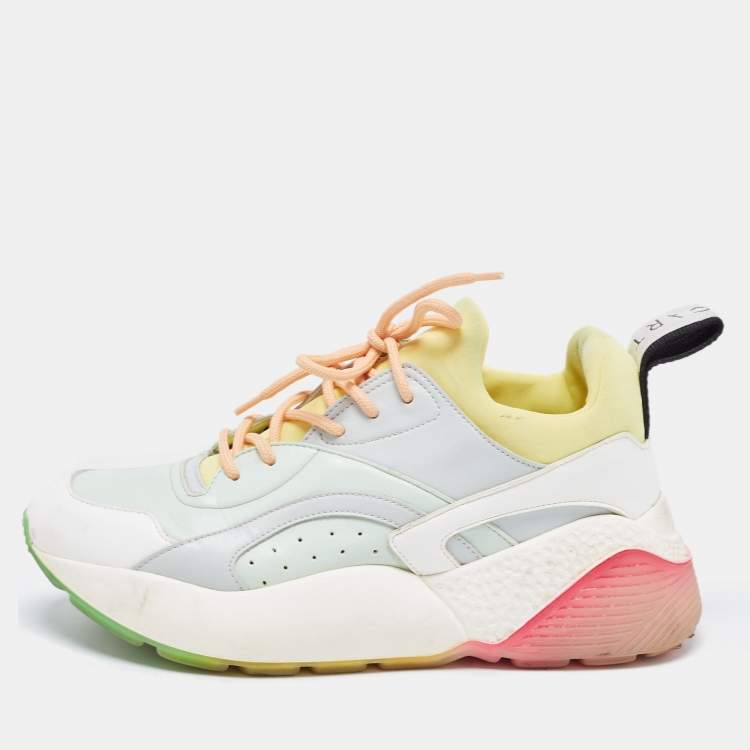 Pre Owned Stella McCartney Multicolor Faux Leather and Neoprene Eclypse Sneakers Size 39