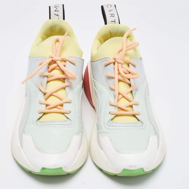 Pre Owned Stella McCartney Multicolor Faux Leather and Neoprene Eclypse Sneakers Size 39